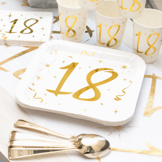 Serviettes en papier Anniversaire 18 ans OR - Deco Anniversaire 18 ans -  Badaboum