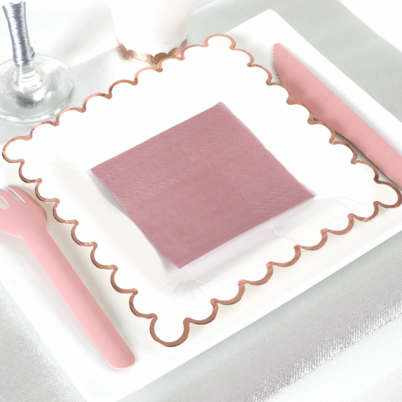 Assiette Anniversaire Fille blanc/rose en carton x6