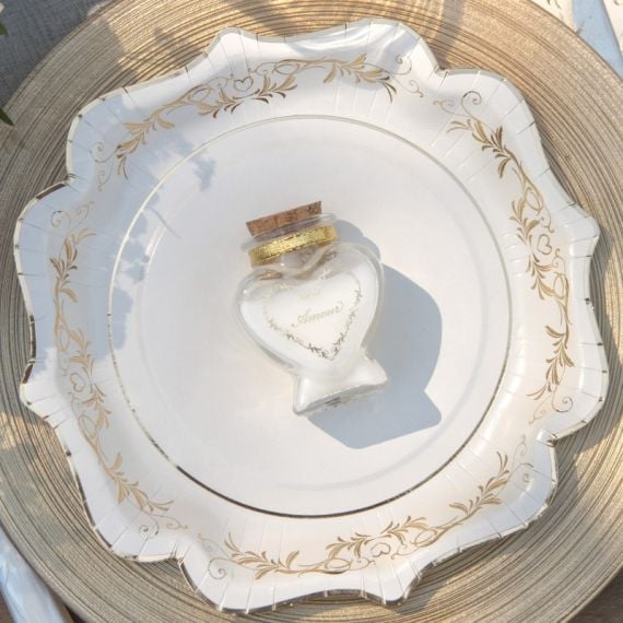 Petite assiette carton blanc contour Or, vaisselle jetable - Badaboum