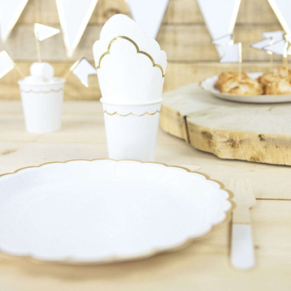 10 Assiettes en Carton Anniversaire - Blanc et Or - 40 ans - Jour