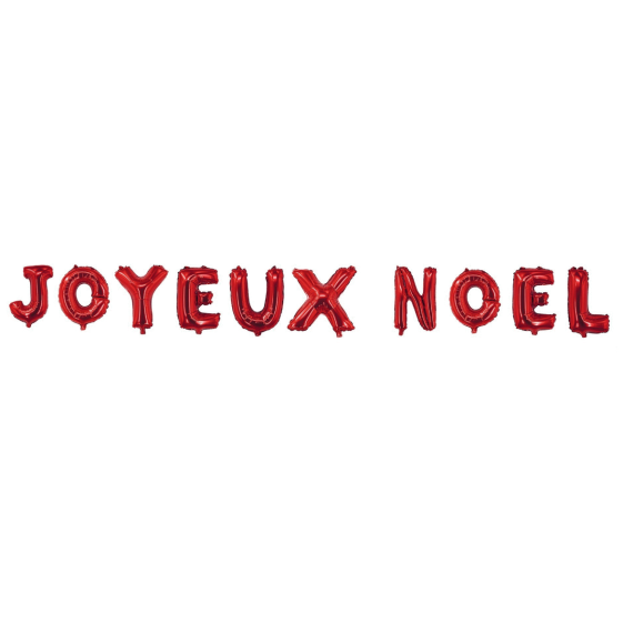 Ballon Gonflable Aluminium Joyeux Noel Rouge 30cm, decoration noel