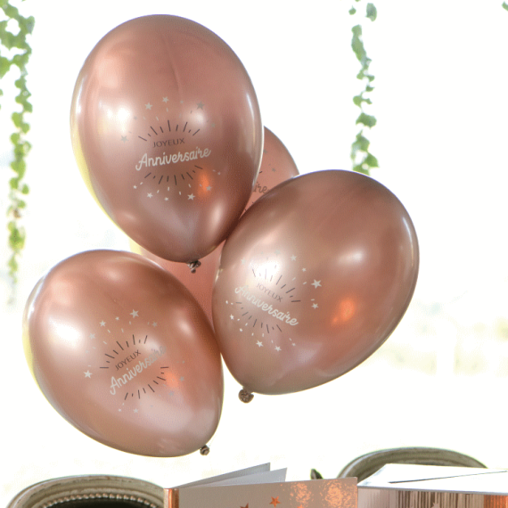 Ballon Joyeux Anniversaire Rose GOLD 30cm - decoration fetes