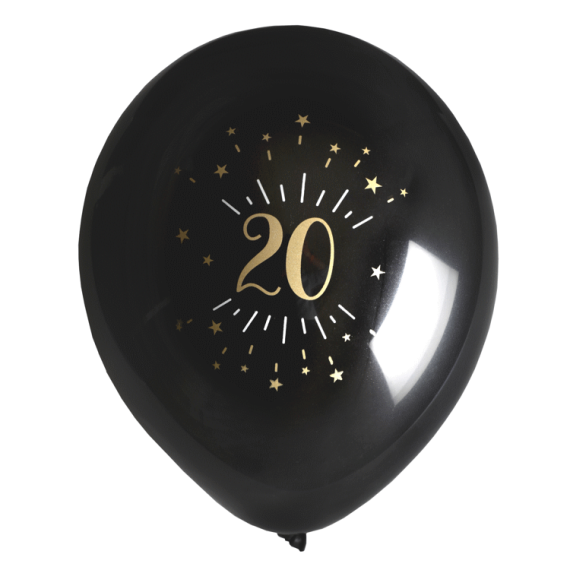 Ballon Anniversaire 20 ans - Theme anniversaire OR et NOIR - Badaboum