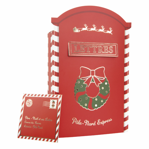 Boîte Aux Lettres De Noël Décorative En Fer - 22 X 50 Cm - Décoration Fête Pour Intérieur Ou Extérieur