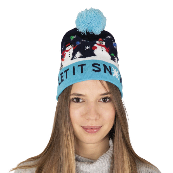 Bonnet Bonhomme de Neige Lumineux Adulte, accessoire de noel pas cher -  Badaboum