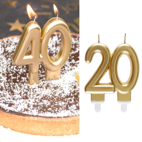 Bougie Anniversaire or chiffre 20 - Decoration Anniversaire 20 ans