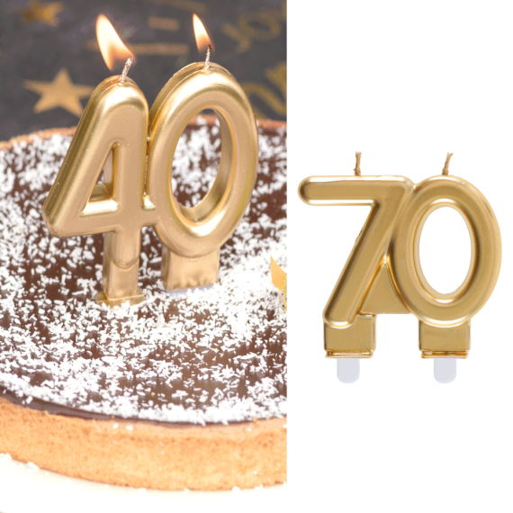 Bougie anniversaire 70 Ans rose gold, bougies pas cher - Badaboum