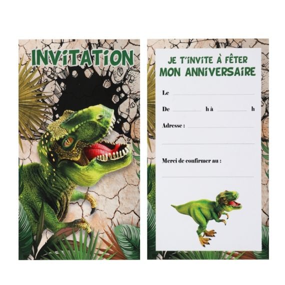 8 Cartes Invitation Dinosaure Aquarelle - 14.8x10.5cm - Anniversaire, Baby Shower - Personnalisables