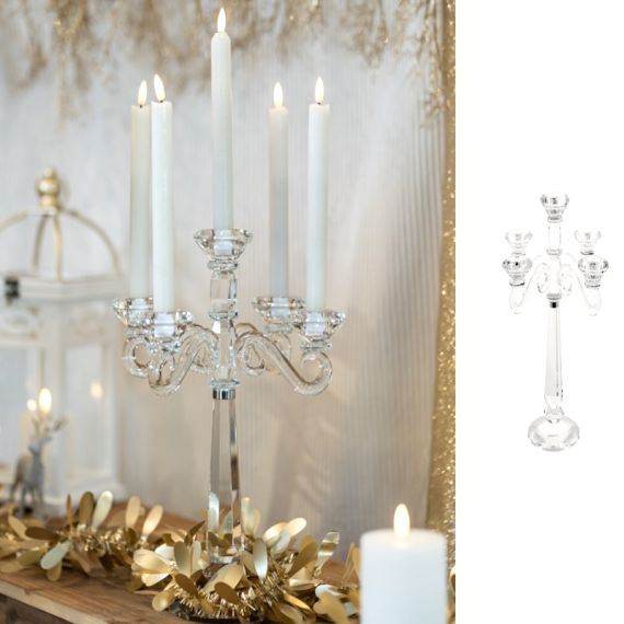 4 Chandeliers LED à 5 Bras En Acrylique Transparent - Hauteurs Variables, Avec Abat-jour - Pour Mariage, Dîner, Décoration