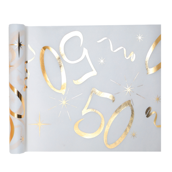 Chemin de table Anniversaire 50 ans or - Deco Anniversaire 50 ans pas cher  