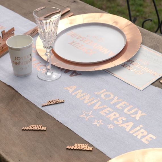 Chemin de table Anniversaire Rose Gold 28 cm x 3m - Deco