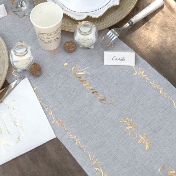 Chemin de table jetable doré avec paillettes pour MARIAGE - Badaboum