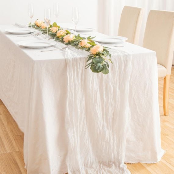 Chemin de table mousseline de soie Blanc - Deco Mariage