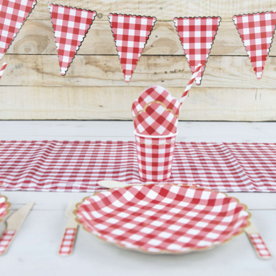 Serviettes de table en intissé Vichy Jaune