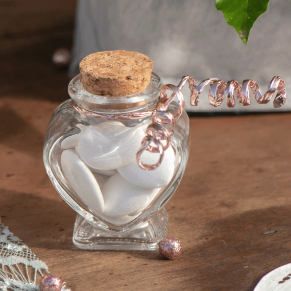 Bocal en verre avec Bouchon en liège - Cœur - Jour de Fête - Verre -  Contenants