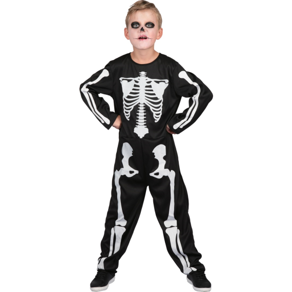 Costume D'Halloween Squelette Lumineux Pour Enfant Unisexe 120-150 Cm - Effet Phosphorescent, Motifs Chauve-souris