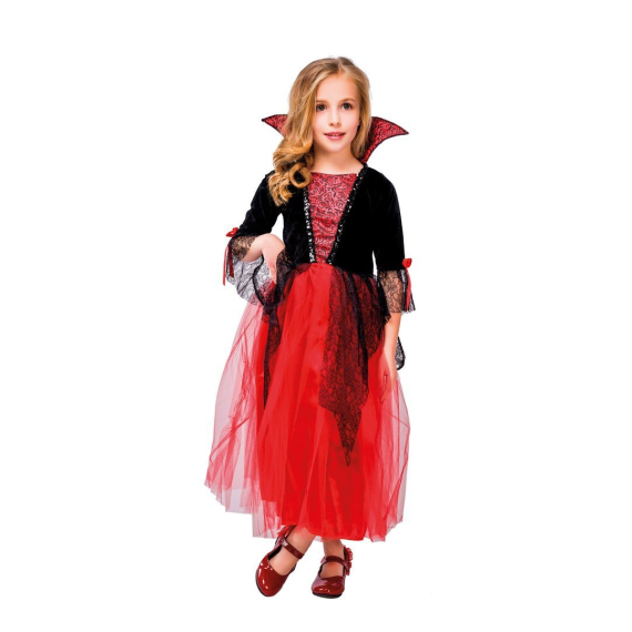Costume Vampire Fille 3-12 Ans - Robe Rouge Et Noire Pour Halloween, Carnaval, Cosplay