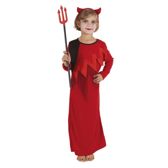 Déguisement Fille DIABLESSE Rouge 5/6 Ans Enfant Diable Halloween NEUF