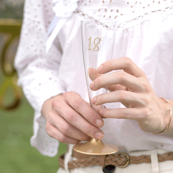 Lot De 6 Flûtes Dorées - Strillées "Giroflée" - Moka Brocante