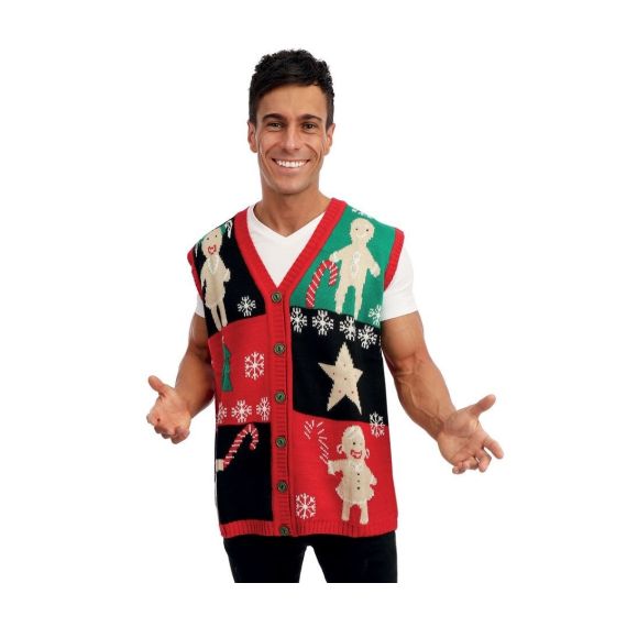 Gilet De Noël Pour Homme - Sans Manches, Motif Festif, Coupe Ajustée - Idéal Fêtes, Mariage, Soirée Thème Moche De Noël