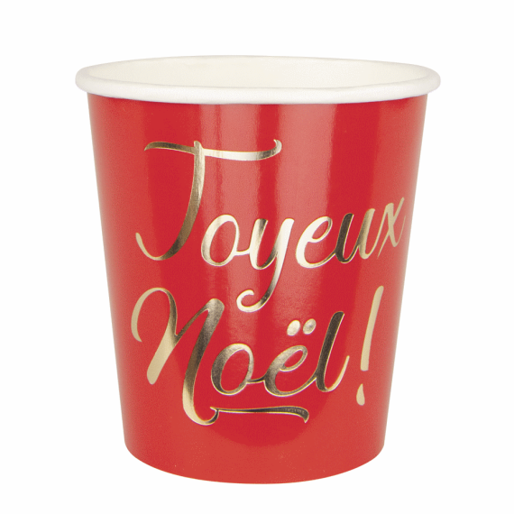 Gobelet Carton Rouge Joyeux Noel - decoration Noel