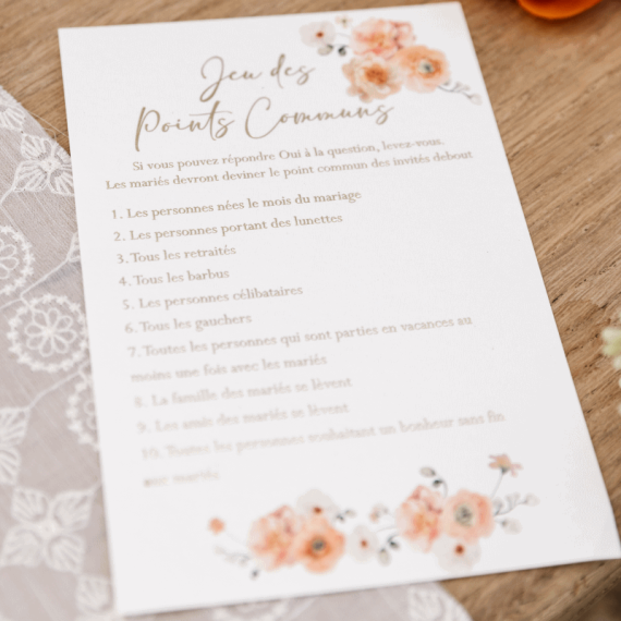 Jeu Mariage Points Communs, Élégance Peachy Rose Pêche et Or