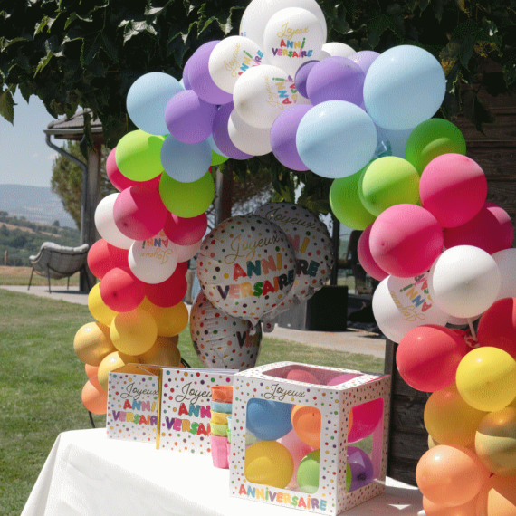 Ballon anniversaire 1 an multicolore x 6 - Mes Fêtes