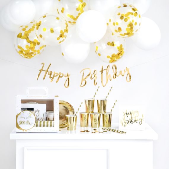 Kit Déco anniversaire Happy Birthday OR 60 pièces - Vaisselle Jetable pas  cher 