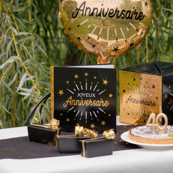 Livre d'or Joyeux Anniversaire OR - Deco Anniversaire Noir et OR