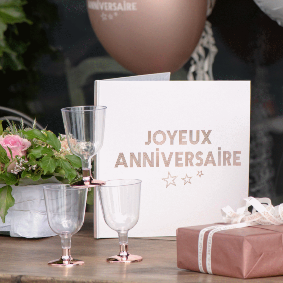 Livre d'or Joyeux Anniversaire Rose Gold, deco anniversaire - Badaboum