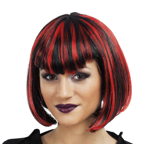 Perruque noir shop et rouge