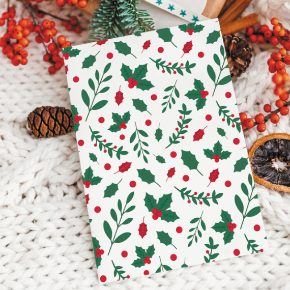 Sachets Papier Cadeaux Houx de noel pas cher - Deco fetes