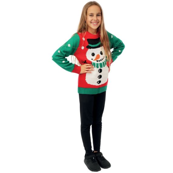 Pull De Noël Fille Bonhomme De Neige Imprimé Drôle Pull De Noël