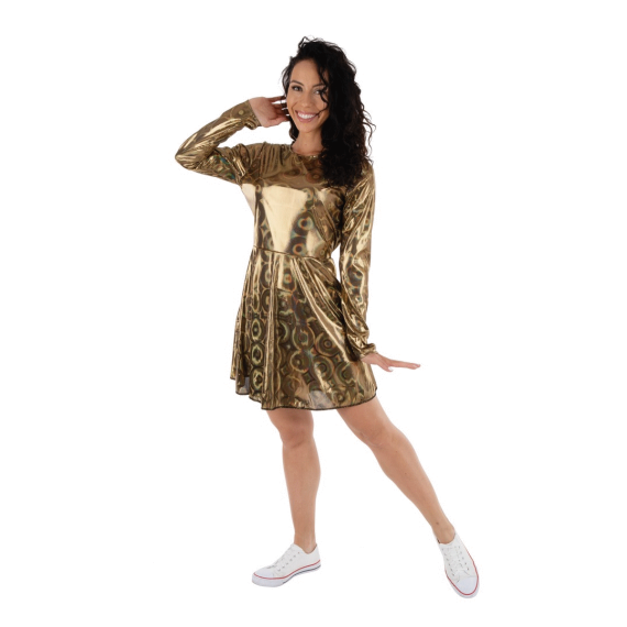 Robe Disco Or Adulte S/M, deguisement disco pas cher - Badaboum