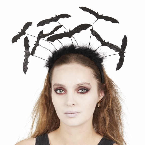 Serre-tête Chauve-souris Halloween Gothique Avec Tatouages Pailletés - Accessoire Femme Pour Costume Vampire, Fête, Cosplay