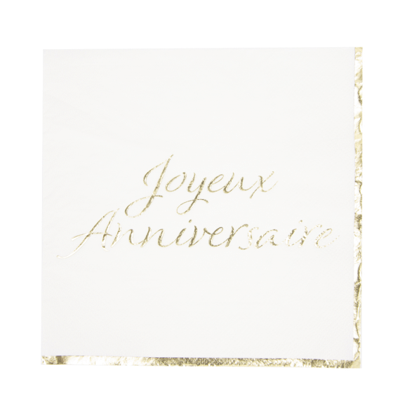 Serviette papier Joyeux Anniversaire OR - Vaisselle jetable pas cher