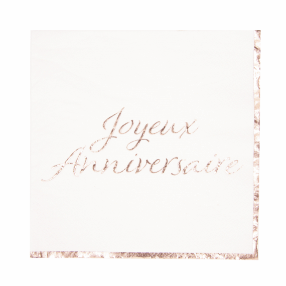 serviette papier Joyeux Anniversaire Rose Gold - Vaisselle jetable