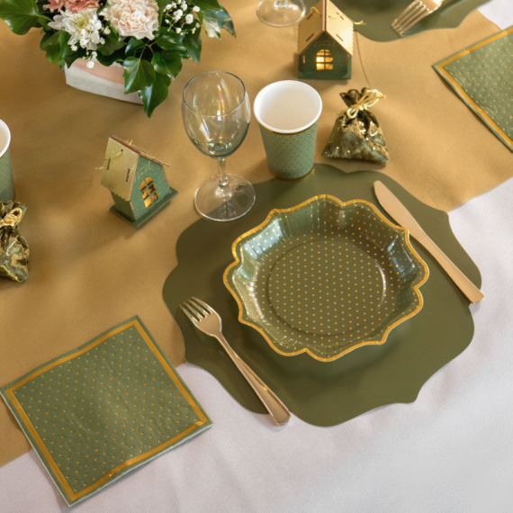 16 Serviettes En Papier FSC® - 33 X 33 Cm - Collection Greenery - Jour De Fête - Sauge Green - Thèmes