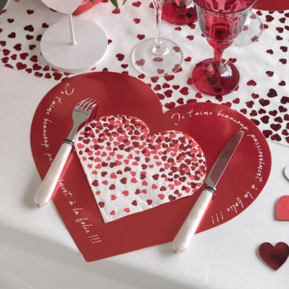 Serviettes mariage en forme de coeur - Decoration mariage pas cher