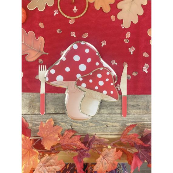 20 Serviettes En Papier Motif Champignon Rétro – 16,5 X 16,5 Cm – Déco Automne, Thanksgiving, Dîner Festif