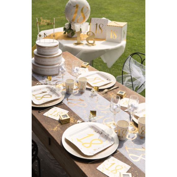 Kit Décoration Anniversaire Pour 10 Personnes - 10 Assiettes 7 Pouces, 200 Serviettes, 1 Nappe - Papier Alimentaire - Multicolore