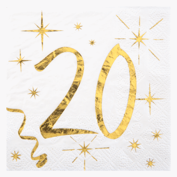 Serviette en papier Anniversaire 20 ans OR - Deco Anniversaire 20 ans 