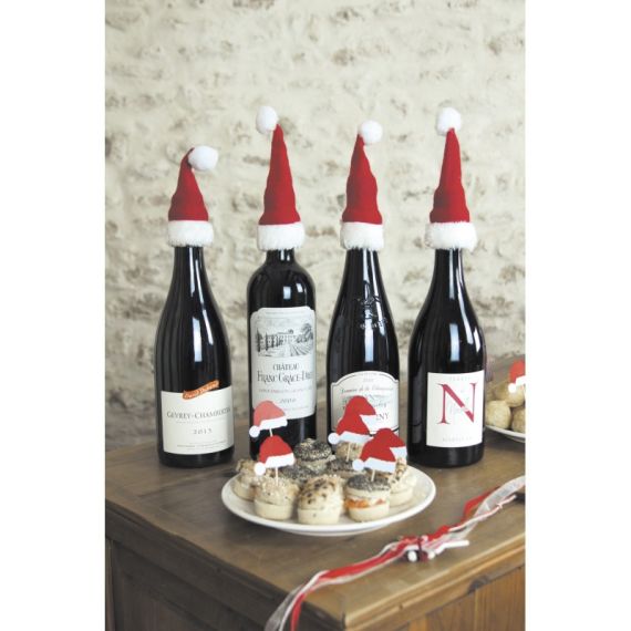 20 Mini Bonnets Et écharpes De Père Noël - Décoration Pour Bouteilles, Arbre De Noël, Ambiance Festive