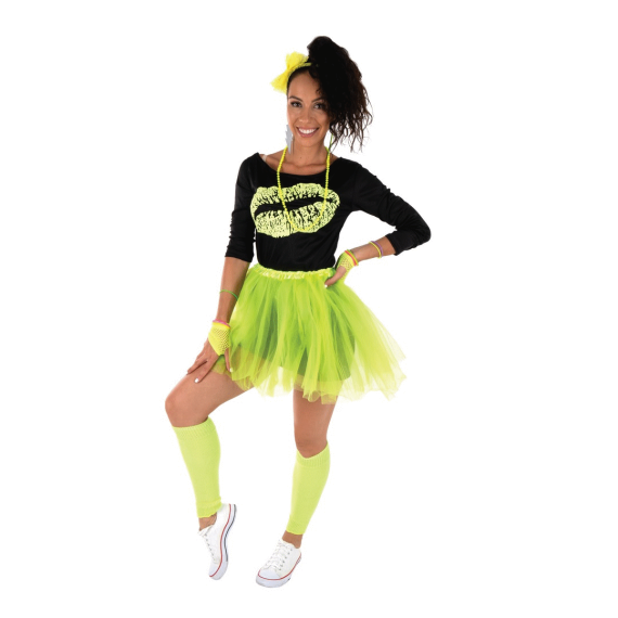 Set Tutu Jaune Fluo Adulte Taille Unique, deguisement annees 80 pas cher -  Badaboum