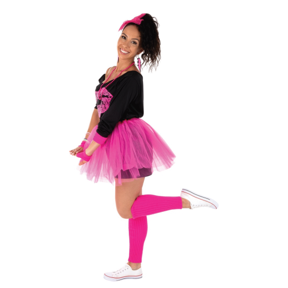 Set Tutu Rose Fluo Adulte Taille Unique deguisement annees 80 pas cher Badaboum