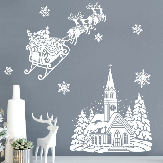 184 Pièce Stickers Noël - Décoration Fenêtre Autocollant