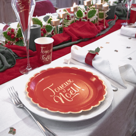 10 pièces Assiette jetable père Noël à imprimé