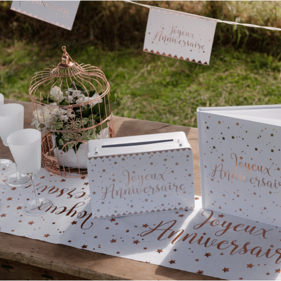 Urne Anniversaire Pliable – Carton Rouge Et Doré, 20x20x20 Cm – Pour Cartes Et Enveloppes De Fête