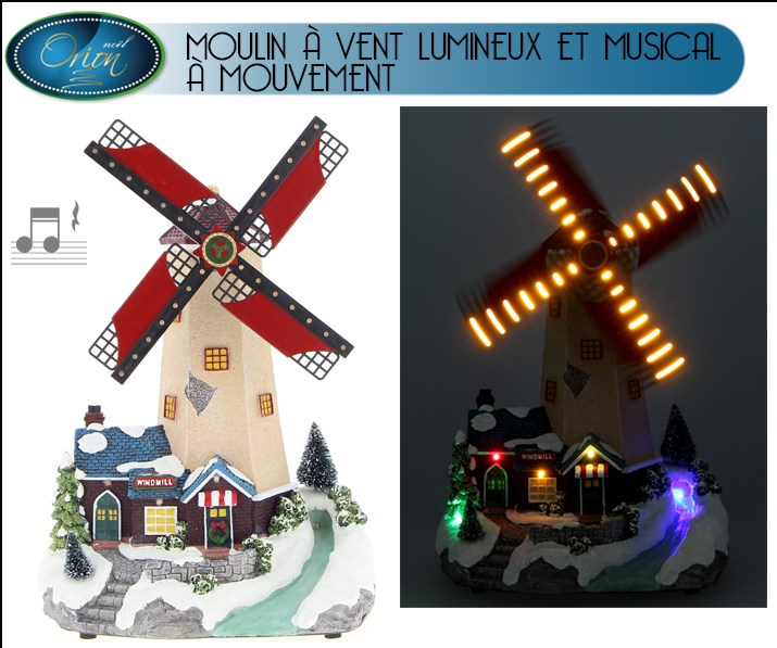 Moulin à vent lumineux - LED solaire - Maison