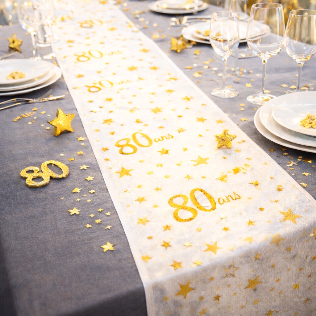 Centre de table - MES VERRINES - 80 ans - Argenté brillant - PVC